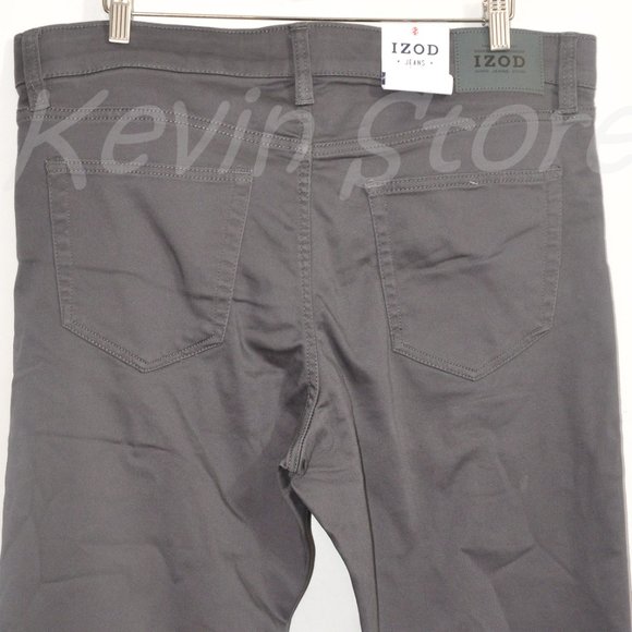GRAY - Izod Men's Stretch 5 Pocket Regular Fit Jeans - Picture 9 of 11
